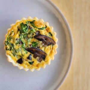 Spinach, mushroom & feta mini quiche