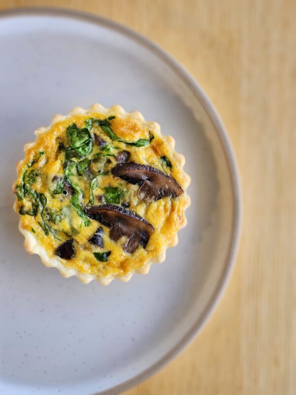 Spinach, mushroom & feta mini quiche